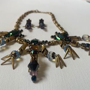 Iridescent Purple/Green Necklace + Earrings Set